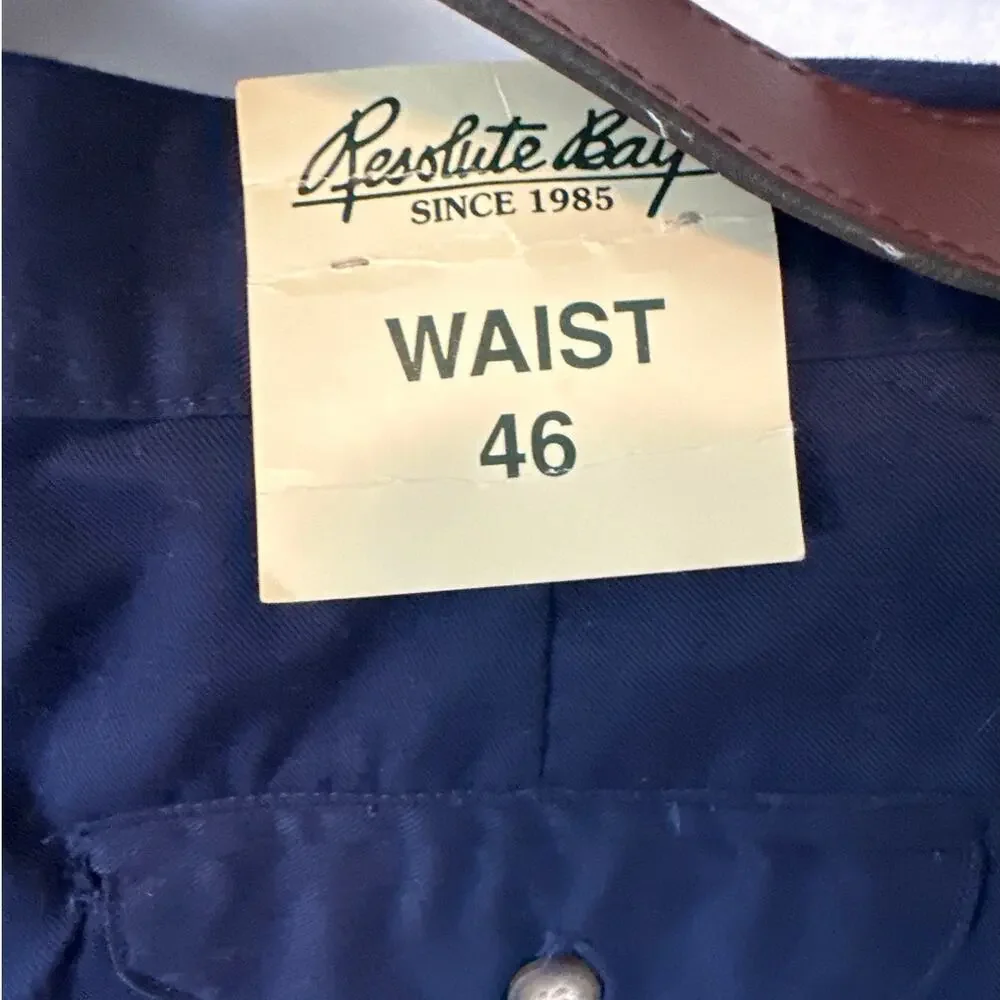 Resolute Bay Men's Chino Shorts Cotton Blend Pleated Blue Sz 46 Waist Belted